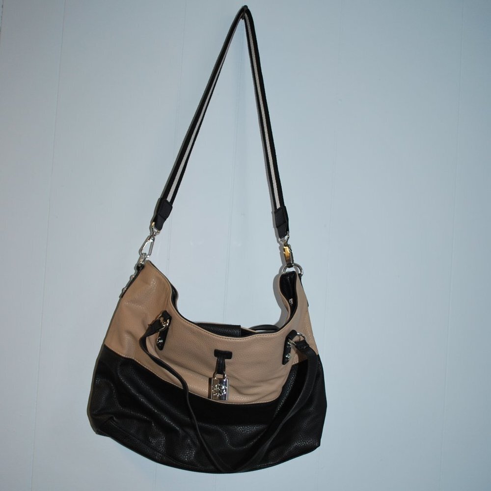 Jessica Simpson Black and Brown Leather Shoulder Handbag Tote Purse